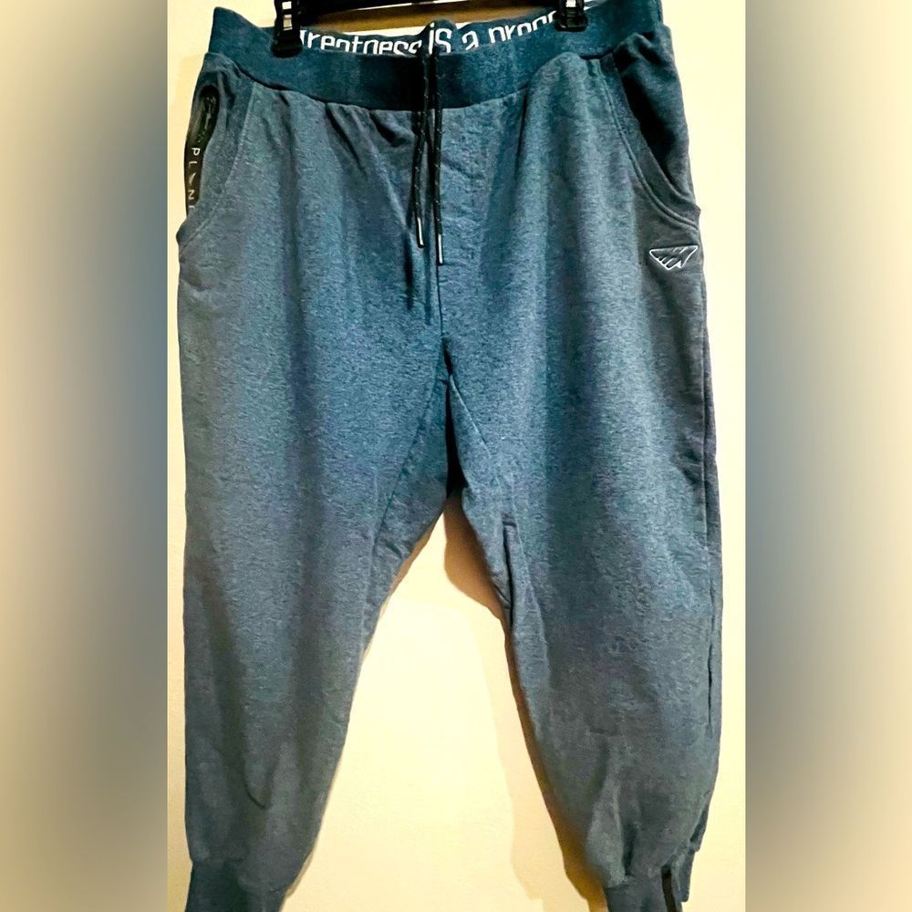 PAPER PLANES Mens Logo Sweatpants Melange Blue XL